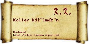 Koller Kálmán névjegykártya